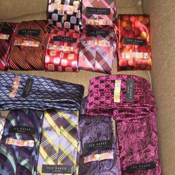 ❤️25 LOT TED BAKER Neckties Ties Paisley Stripe Polka Dot Retro Collector Lot - Picture 13 of 14
